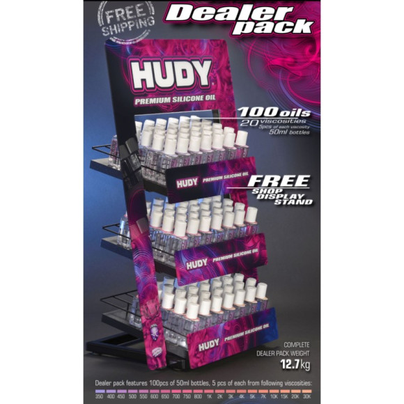 Présentoir huiles silicones + 100 flacons - HUDY - 106699-S