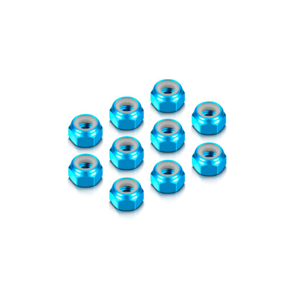 Ecrous alu 4mm Bleu (10) - HUDY - 296540-B