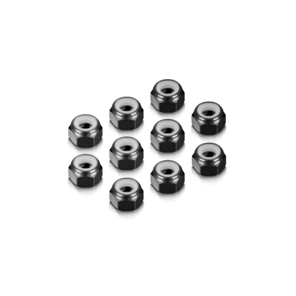 Ecrous alu 4mm Noir (10) - HUDY - 296540-K