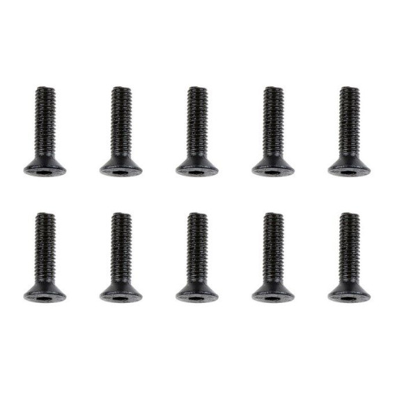 TEAM CORALLY - STEEL SCREWS M3 X 12MM - HEX FLAT HEAD - 10 P - C-3005