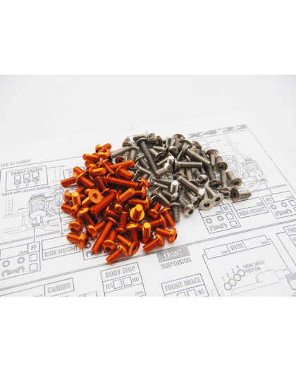 Kit visserie titane/alu hexagonale Orange X4 - HIRO SEIKO - 48675