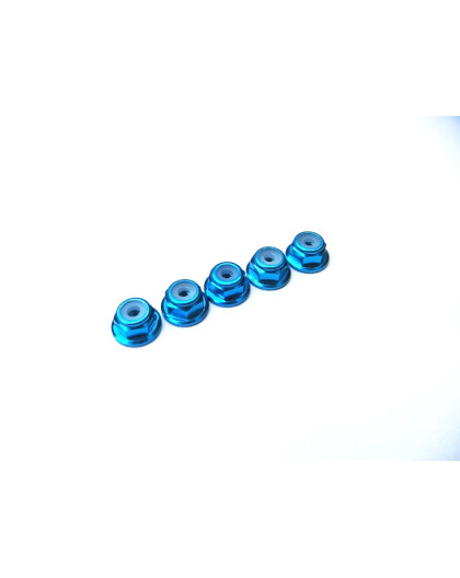  2mm Alloy Flange Nylon Nut [Tamiya-Blue] - HIRO SEIKO - 69231