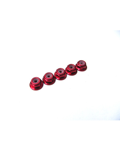  2mm Alloy Flange Nylon Nut [Red] - HIRO SEIKO - 69234
