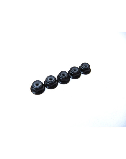  2mm Alloy Flange Nylon Nut [Black] - HIRO SEIKO - 69235