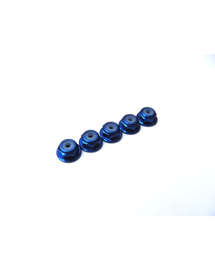  2mm Alloy Flange Nylon Nut [Yokomo-Blue] - HIRO SEIKO - 69232