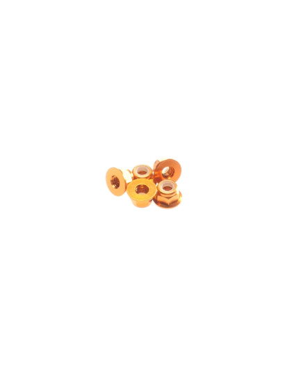  4mm Alloy Flange Nylon Nut [Orange] - HIRO SEIKO - 69561