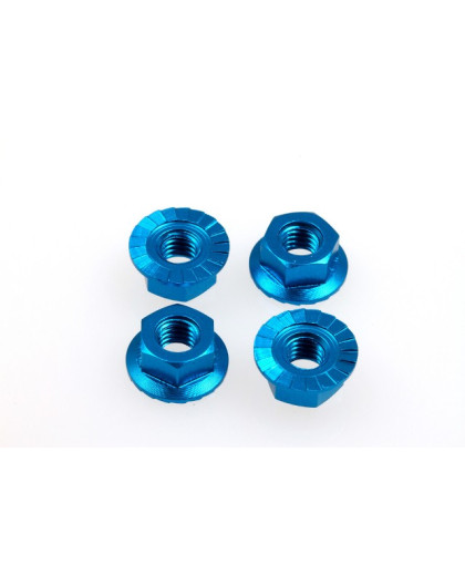  4mm Alloy Serrated Wheel Nut [T-Blue] - HIRO SEIKO - 69591