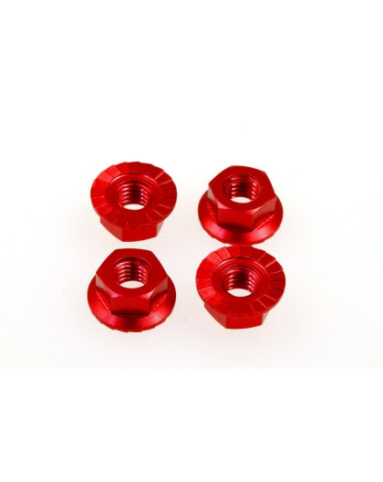  4mm Alloy Serrated Wheel Nut [Red] - HIRO SEIKO - 69594