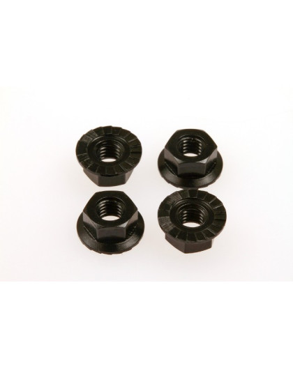  4mm Alloy Serrated Wheel Nut [Black] - HIRO SEIKO - 69597