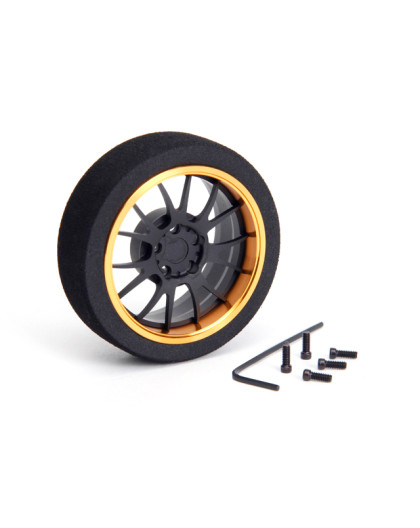  Aluminum Steering Mf Wheel 7-Spoke [Fbk+Gold] - HIRO SEIKO - 69712