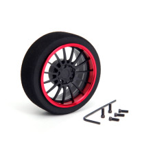 Volant radio jante alu 15 rayons Noir-Rouge - HIRO SEIKO - 69721