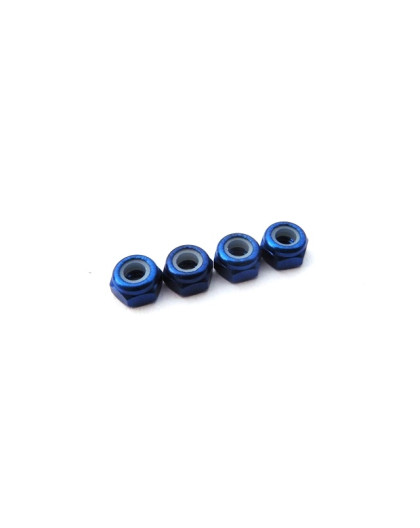 3mm Alloy Nylon Nut (S_Size) [Y-Blue] - HIRO SEIKO - 69851