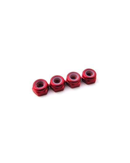  3mm Alloy Nylon Nut (S_Size) [Red] - HIRO SEIKO - 69853