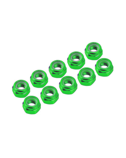4 mm. Alu. Nylon Nut Green (10 Pcs) - ULTIMATE - UR1512-GR
