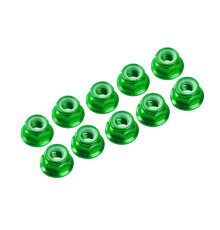 4 mm. Alu. Nylon Nut W/Flange Green (10 Pcs) - ULTIMATE - UR1513-GR
