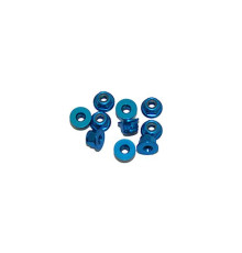 4 mm. Alu. Nylon Nut W/Flange Blue (10 Pcs) - ULTIMATE - UR1513-A