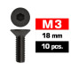 M3X18mm Flat Head Screws (10 Pcs) - ULTIMATE - UR161318