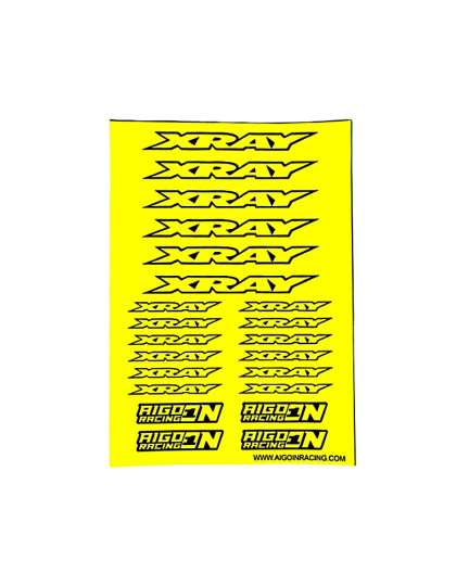 Stickers Xray Jaune Fluo sur format A5 - AIGOIN RACING - AR3001