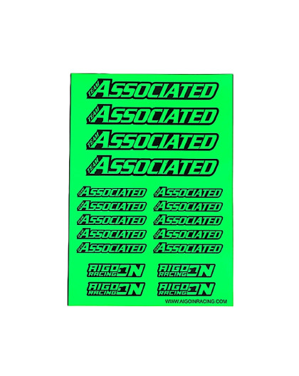 Stickers sheet Associated Fluo green Size A5 - AIGOIN RACING - AR3011