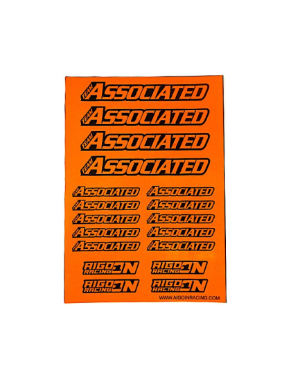 Stickers Associated Orange Fluo sur format A5 - AIGOIN RACING -AR3010