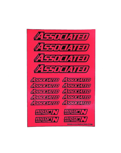 Stickers Associated Rose Fluo sur format A5 - AIGOIN RACING - AR3012