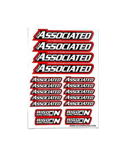 Stickers Associated Rouge sur format A5 - AIGOIN RACING - AR3014