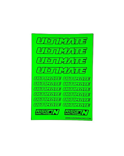 Stickers Ultimate Vert Fluo sur format A6 - AIGOIN RACING - AR3019