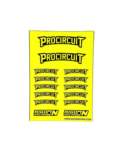 Stickers sheet Procircuit Fluo yellow Size A6 - AIGOIN RACING - AR302