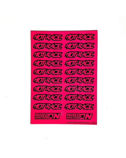 Stickers sheet Hot Race Fluo pink Size A6 - AIGOIN RACING - AR3044