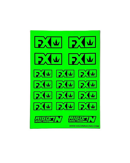 Stickers sheet FX Fluo green Size A6 - AIGOIN RACING - AR3067