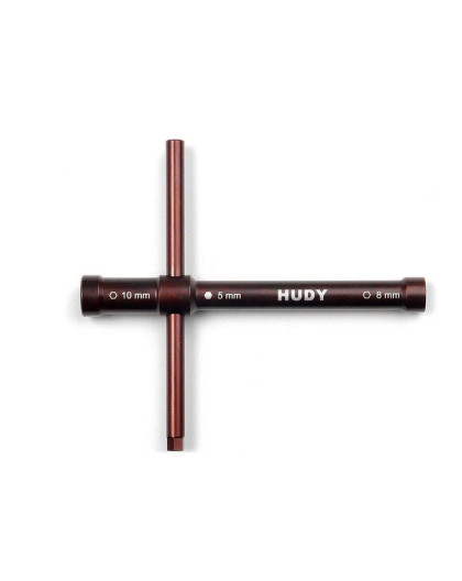 Cross Wrench Glowplug 8mm / Clutchnut 10mm - Long - HUDY - 107581