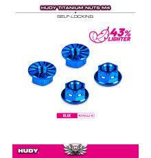 Ecrous de roue M4 titane - Bleu (4) - HUDY - 296542-B