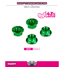 Ecrous de roue M4 titane - Vert (4) - HUDY - 296542-G