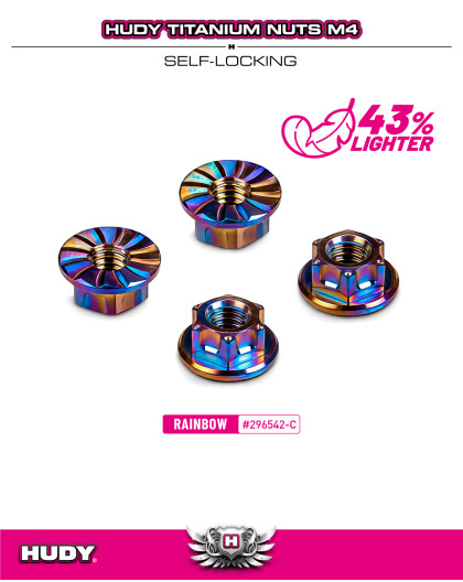 Ecrous de roue M4 titane - Arc-en-ciel (4) - HUDY - 296542-C