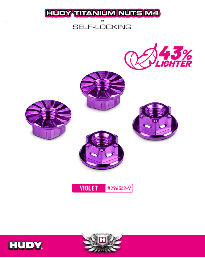 Ecrous de roue M4 titane - Violet (4) - HUDY - 296542-V
