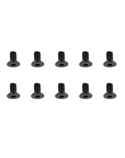TEAM CORALLY - STEEL SCREWS M3 X 6MM - HEX FLAT HEAD - 10 PC - C-3005