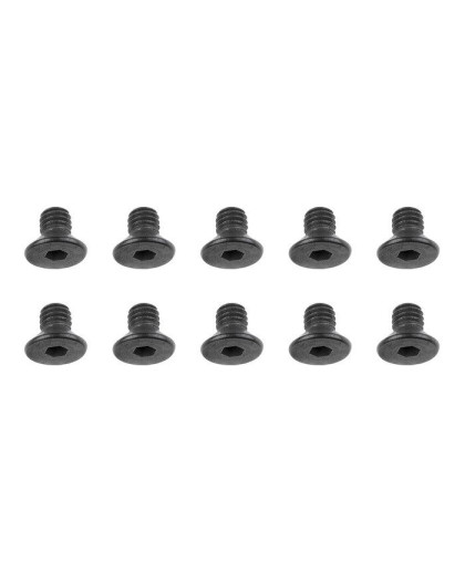 TEAM CORALLY - STEEL SCREWS M4 X 6MM - HEX FLAT HEAD - 10 PC - C-3006
