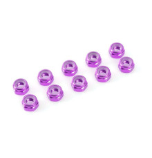 TEAM CORALLY - ALUMINIUM NYLST OP NUT - M3 - PURPLE - 10 PCS - C-3102