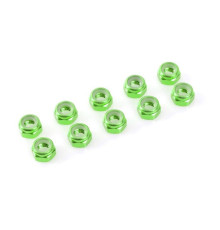 TEAM CORALLY - ALUMINIUM NYLST OP NUT - M4 - GREEN - 10 PCS - C-31031