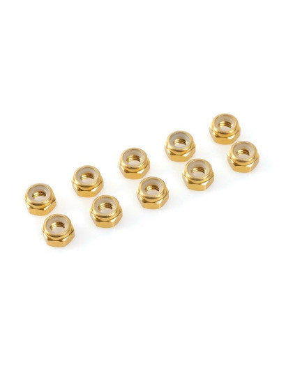 TEAM CORALLY - ALUMINIUM NYLST OP NUT - M5 - GOLD - 10 PCS - C-31040 