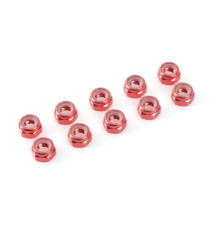 TEAM CORALLY - ALUMINIUM NYLST OP NUT - M5 - RED - 10 PCS - C-31045 -