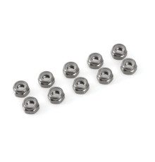 TEAM CORALLY - ALUMINIUM NYLST OP NUT - M5 - GUN METAL - 10 P - C-310