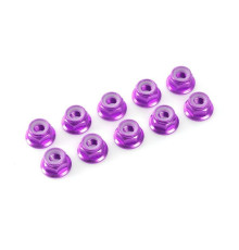 TEAM CORALLY - ALUMINIUM NYLST OP NUT - M3 - FLANGED - PURPLE - C-311