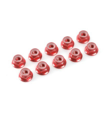 TEAM CORALLY - ALUMINIUM NYLST OP NUT - M3 - FLANGED - RED - - C-3112