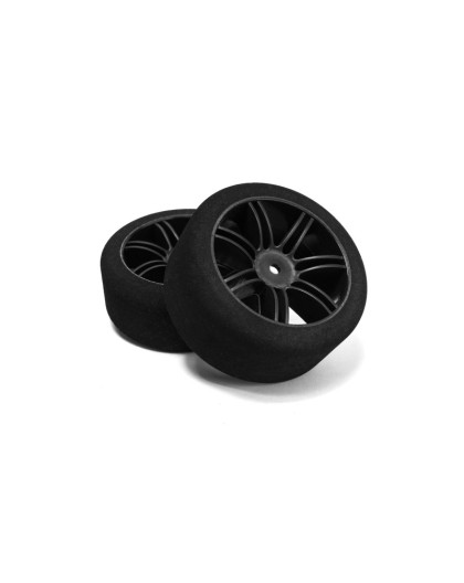 Pair Of Front Tyres 1/10 Shore 32 On Carbon Rims -HOT RACE -005-0121