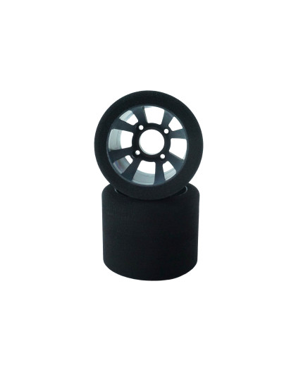 Pneus PanCar 1/10 Arrière 30 Shore sur jantes noires (2) - HOT RACE