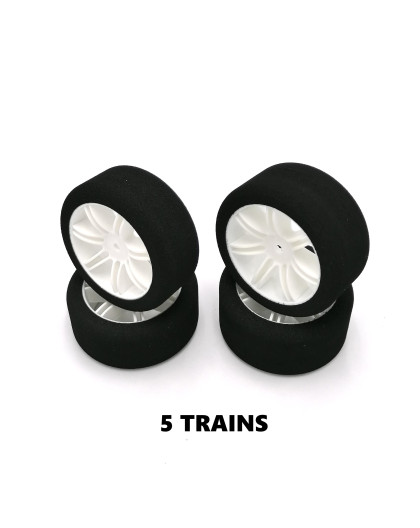 5 trains pneus piste 1/10 jantes blanches FFVRC - HOT RACE