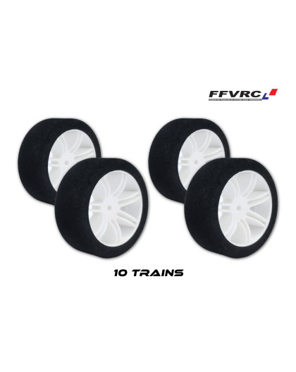 10 trains pneus piste 1/10 jantes blanches FFVRC - HOT RACE