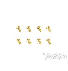 2.5mmx4mm Gold Steel Button Head Screws (8Pcs) - T-WORKS - GSS-2504B