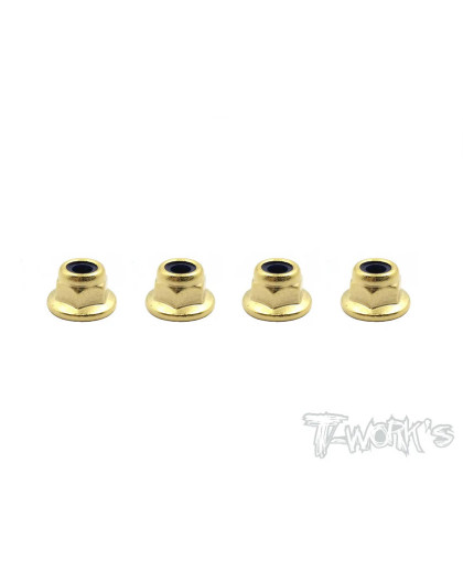 Golden Plated Flat M3 Lock Nuts (4Pcs.) - T-WORKS - GSS-3FLN